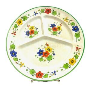 Antique C.C. Thompson Madison Divided Split Plate Or Grill Plate Floral 10” Wide